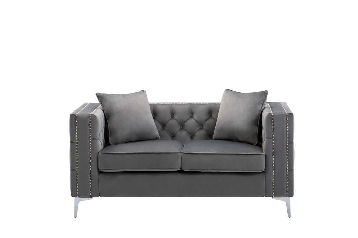 Lorreto - Velvet Loveseat - Gray