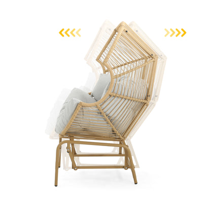 Palos - Outdoor Wicker Glider Chair - Light Brown