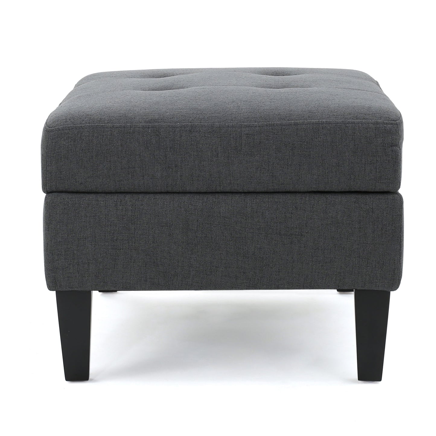 Contemporary Storage Ottoman With Tufted Waffle Stitching - Dark Gray