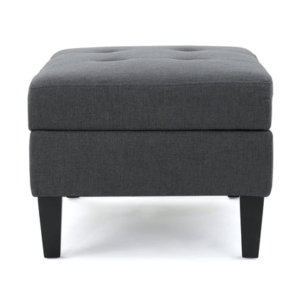 Contemporary Storage Ottoman With Tufted Waffle Stitching - Dark Gray