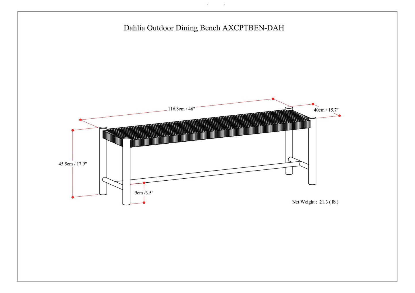 Dahlia - Outdoor Indoor Bench - Gray