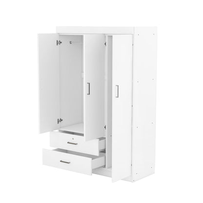 3 Door Wardrobe With 2 Drawers - White