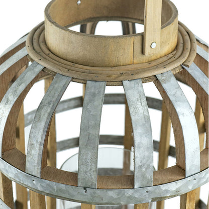 Decorative Lantern With Handle, Wooden Lantern For Indoor Outdoor, Home Garden- Silver