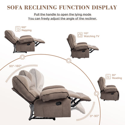 Oversized Manual Recliner Chair Sofa For Living Room - Brown
