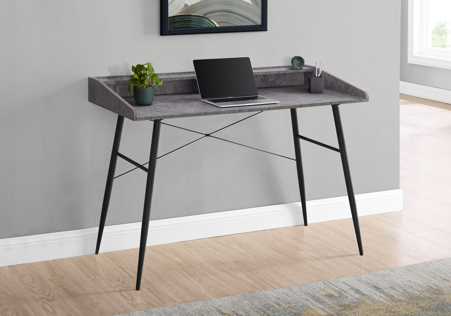 Computer Desk For Home Office, Laptop, Storage Shelves, Versatile Placement - Gray