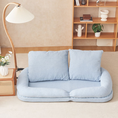Triple Fold Down Blue Metal Sofa Bed - Blue