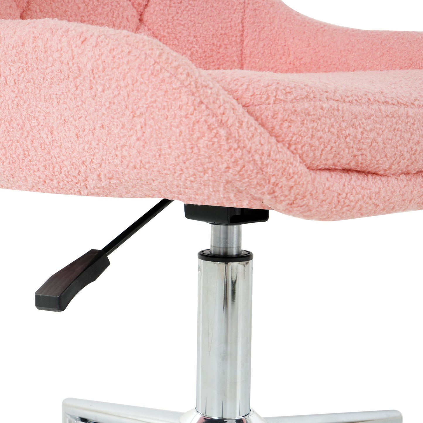 Modern Teddy Velvet Fabric Dining Chair With Golden Electroplated Legs, Soft And Comfortable, Adjustable And Space Saving - Pink