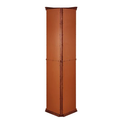 Corner Curio Cabinet With Lights, Adjustable Tempered Glass Shelves, Mirrored Back, Display Cabinet (E26 Light Bulb Not Included) - Light Walnut