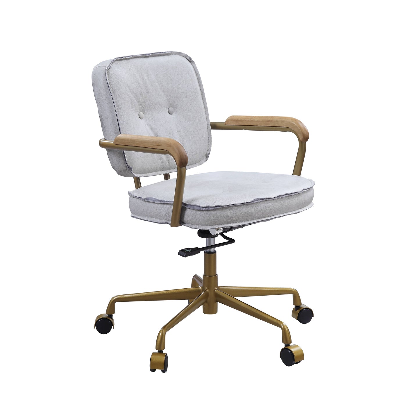 Siecross - Vintage Top Grain Leather Office Chair - Antique White / Gray