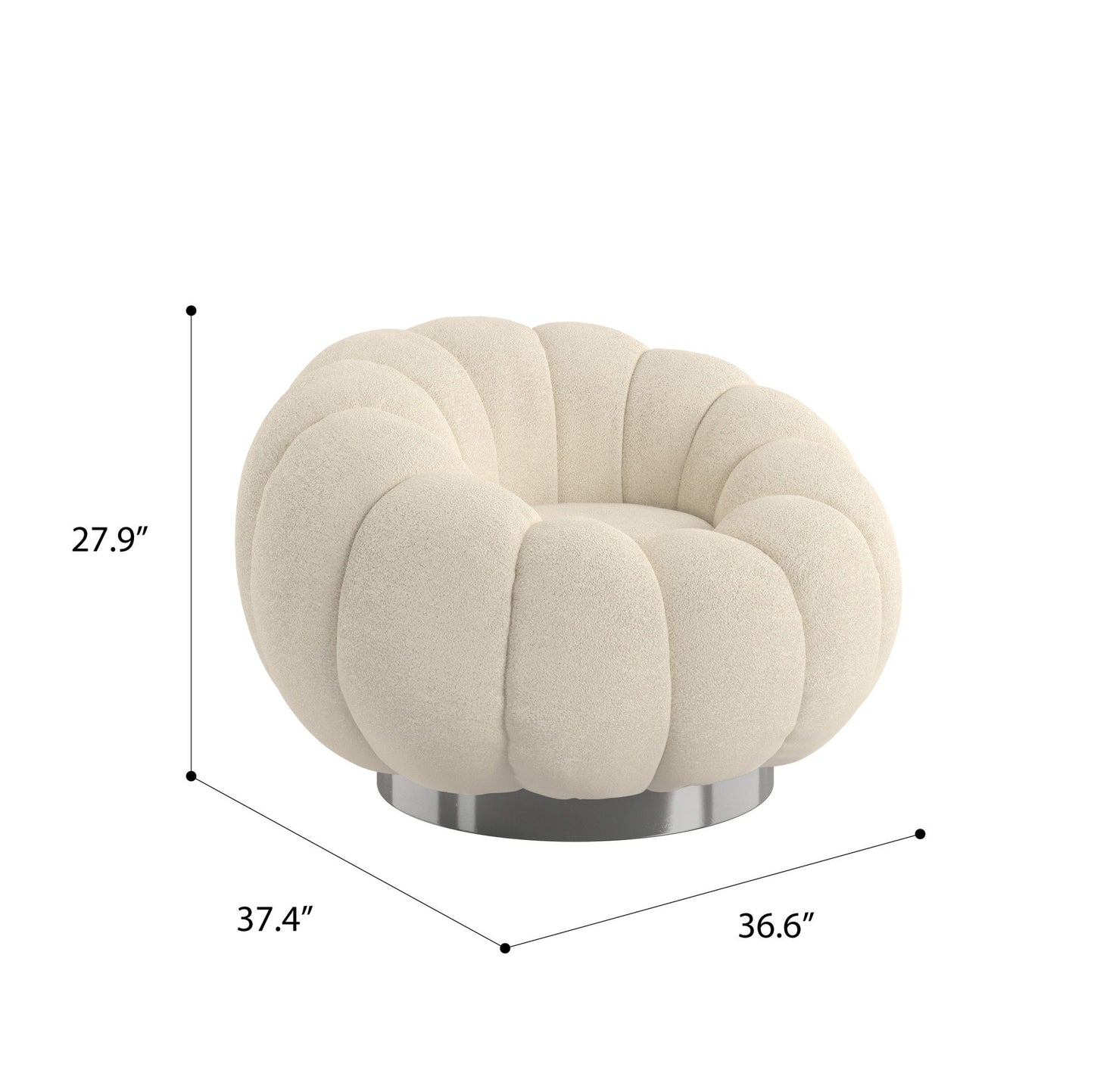 Lillie - Pumpkin Swivel Accent Chair - White