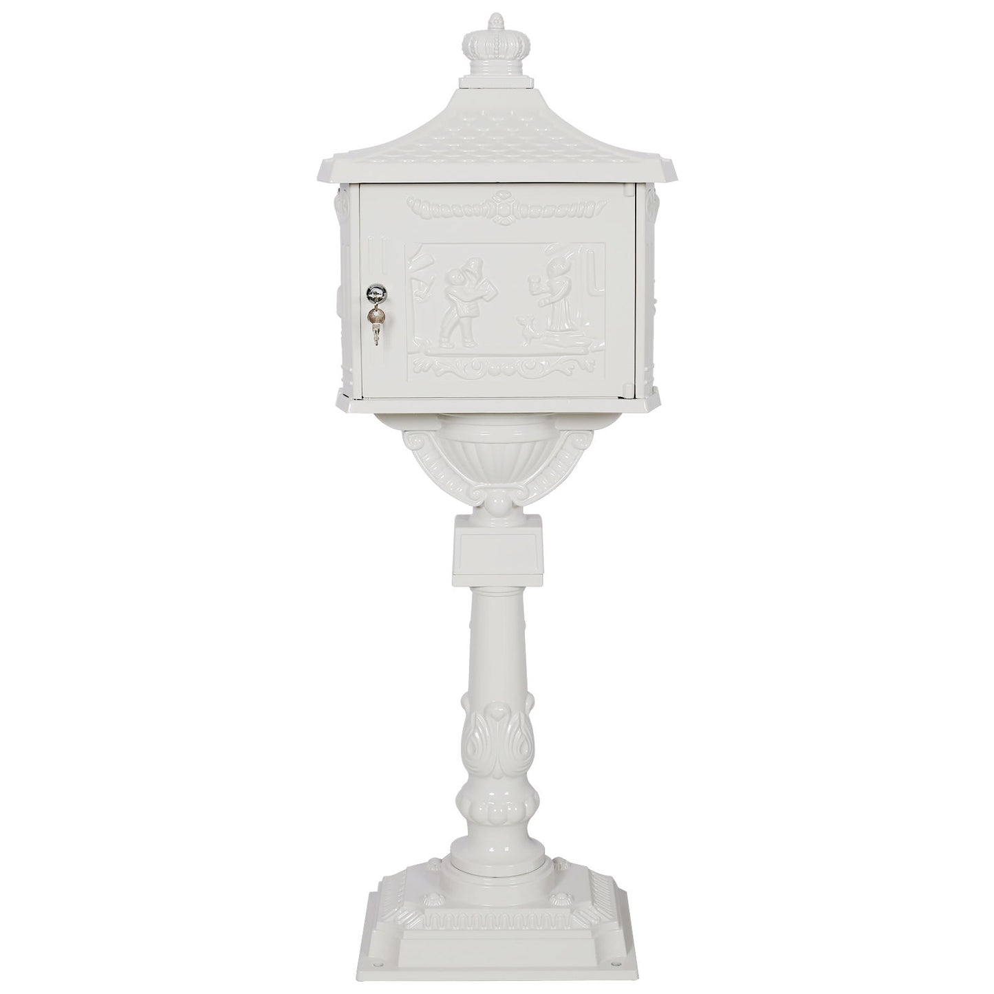 Cast Aluminum Mail Box, Postal Box, Mailbox - White