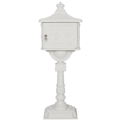 Cast Aluminum Mail Box, Postal Box, Mailbox - White