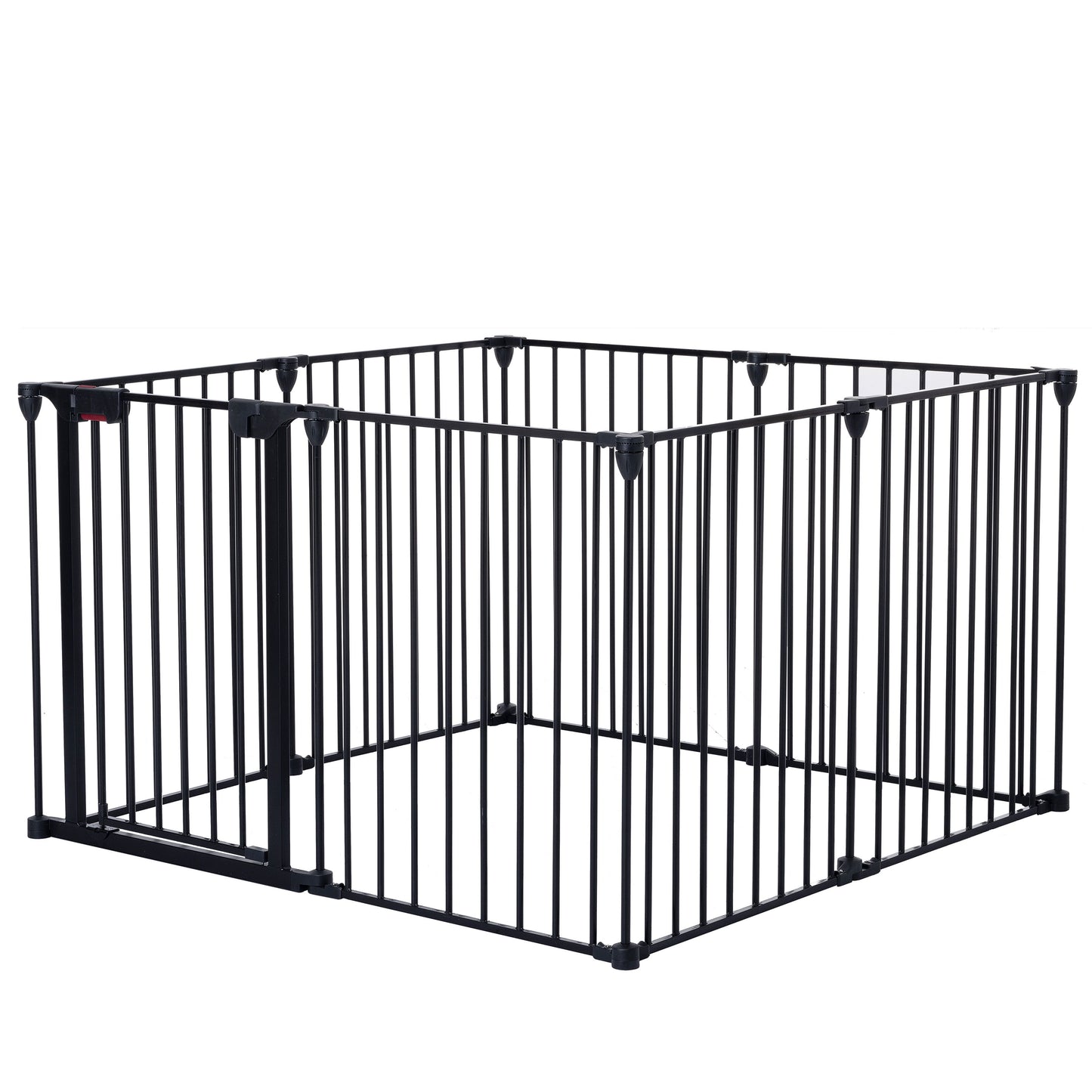 Adjustable Safety Gate 8 Panels Play Yard Metal Doorways Fireplace Fence Christmas Tree Fence Gate For House Stairs Gate Prohibited Area Fence - Black