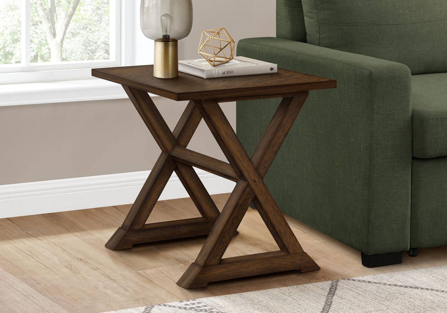 Accent End Table, Square, Transitional - Walnut