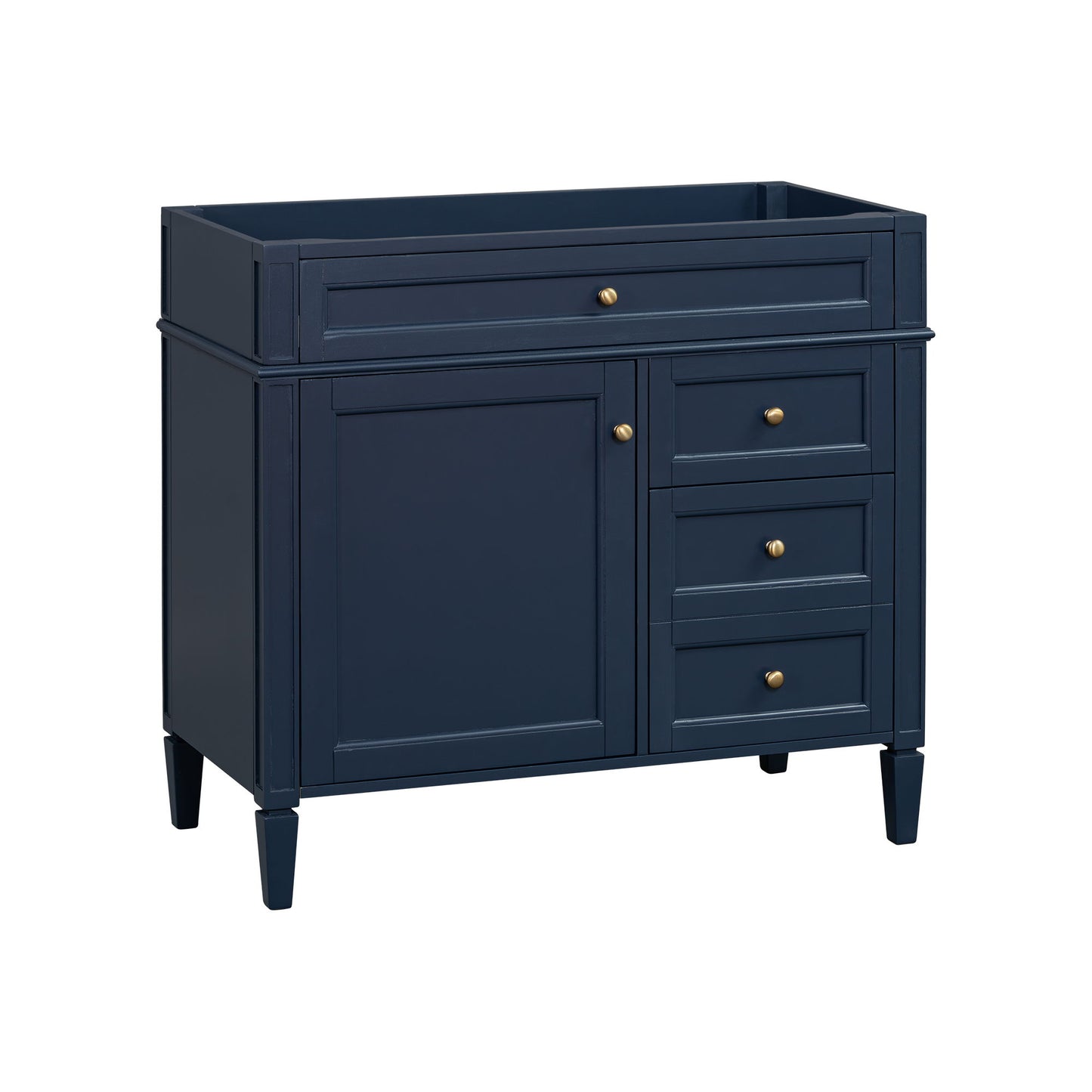 Bathroom Vanity Without Top Sink, Modern Bathroom Storage Cabinet With 2 Drawers And A Tip-Out Drawer, Frame (Not Include Basin Sink) - Blue