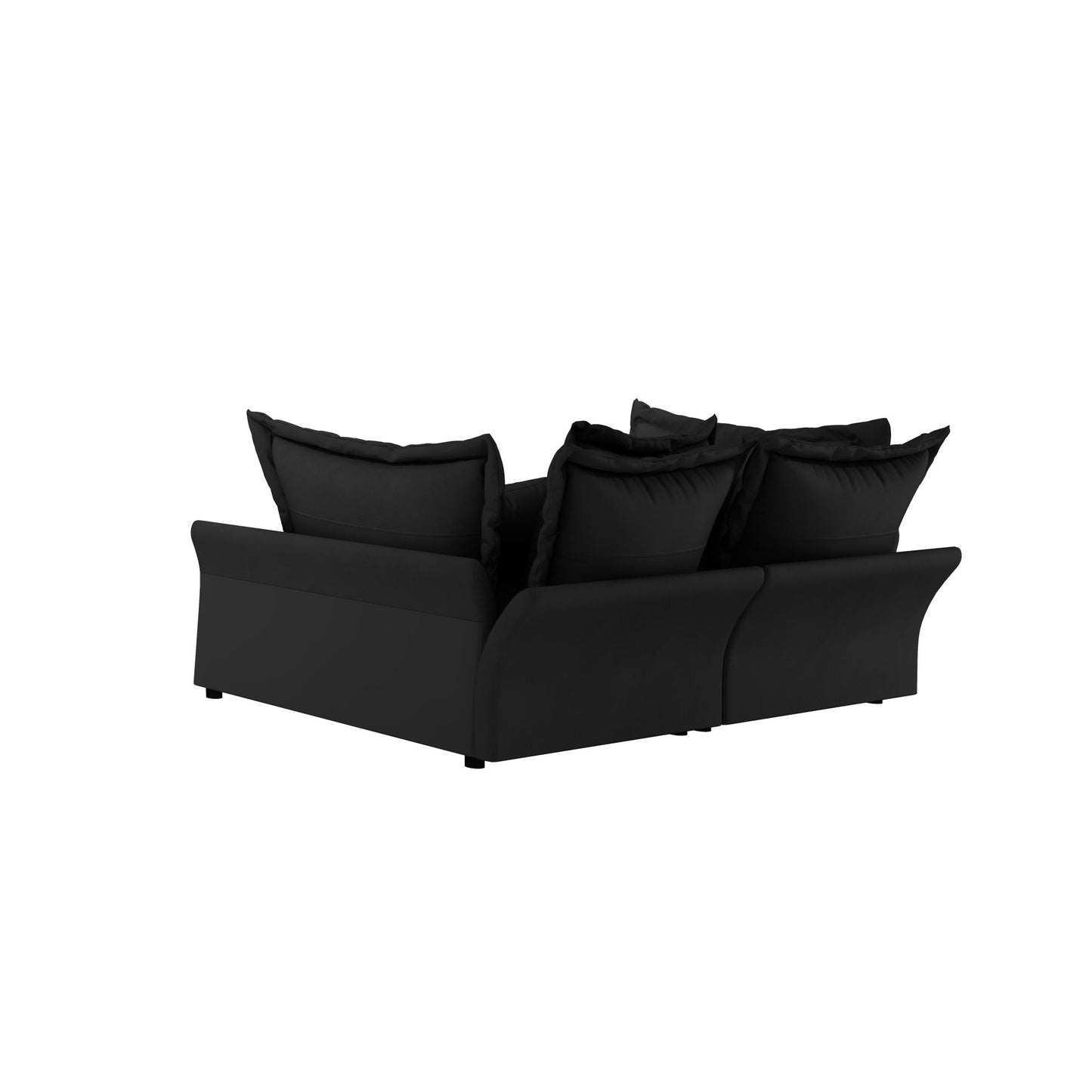 Modern Comfy Upholstered Sofa Cloud Couch, Deep Seat Couches With Multiple Large Soft Pillows, Convertible Deep Seat Chaise Longue For Living Room - Black