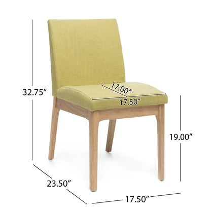 Contemporary Fabric Dining Chairs (Set of 2) - Green / Natural Oak