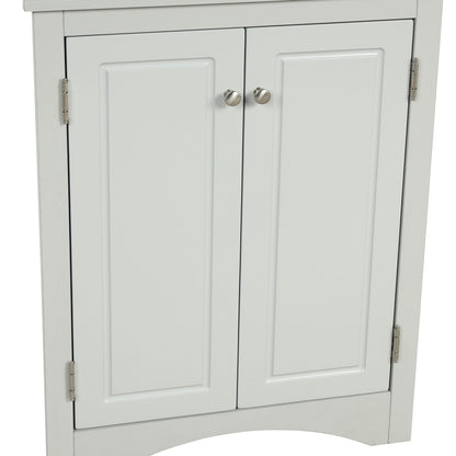 Triangle Bathroom Storage Cabinet With Adjustable Shelves, Freestanding Floor Cabinet For Home Kitchen - Gray