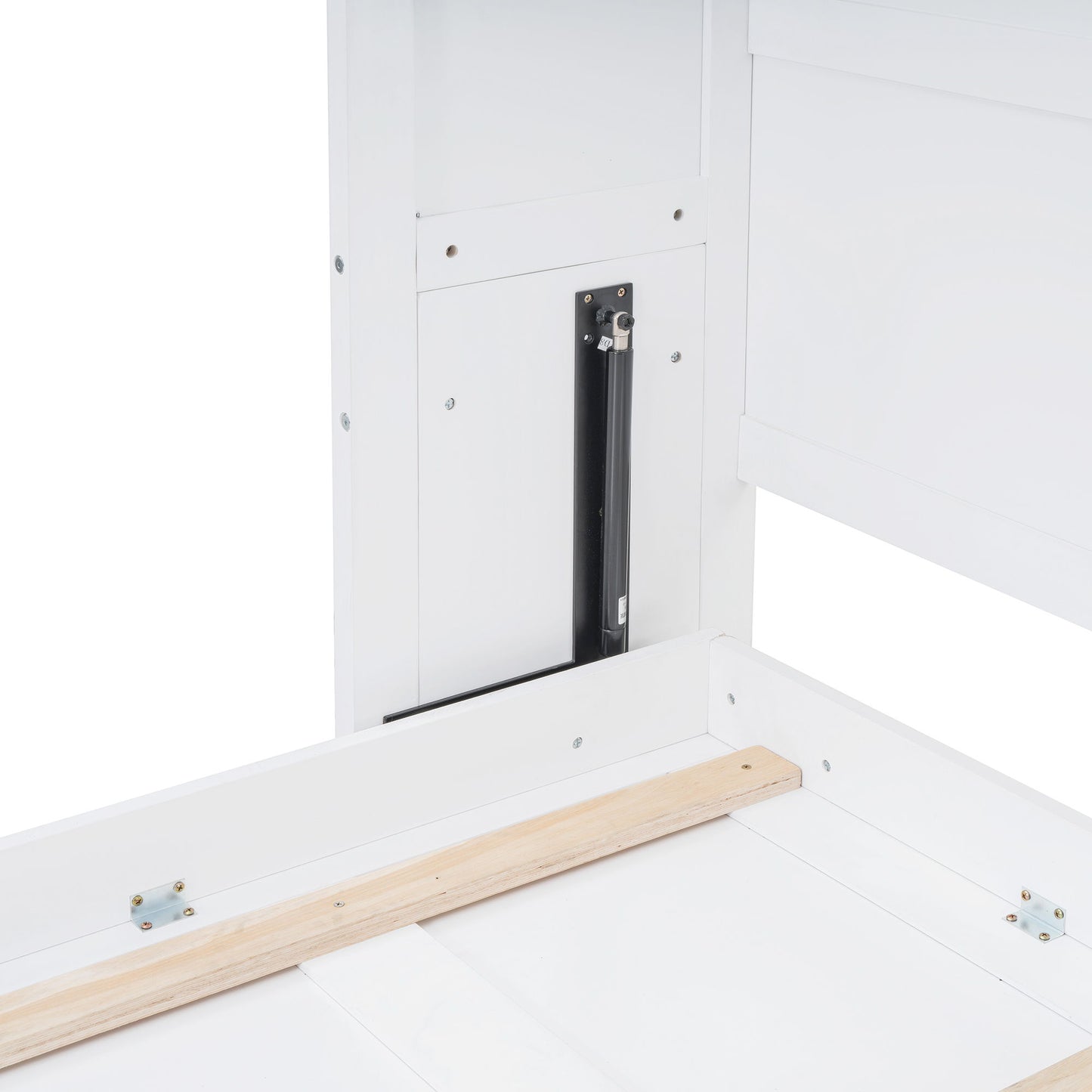 Full Size Space Saving Murphy Wall Bed With Top Cabinets, Flexible Slats - White