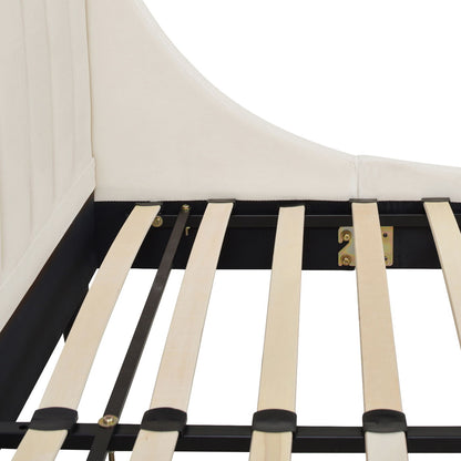 Aspen - King Vertical Tufted Headboard Platform Bed Set - French Beige
