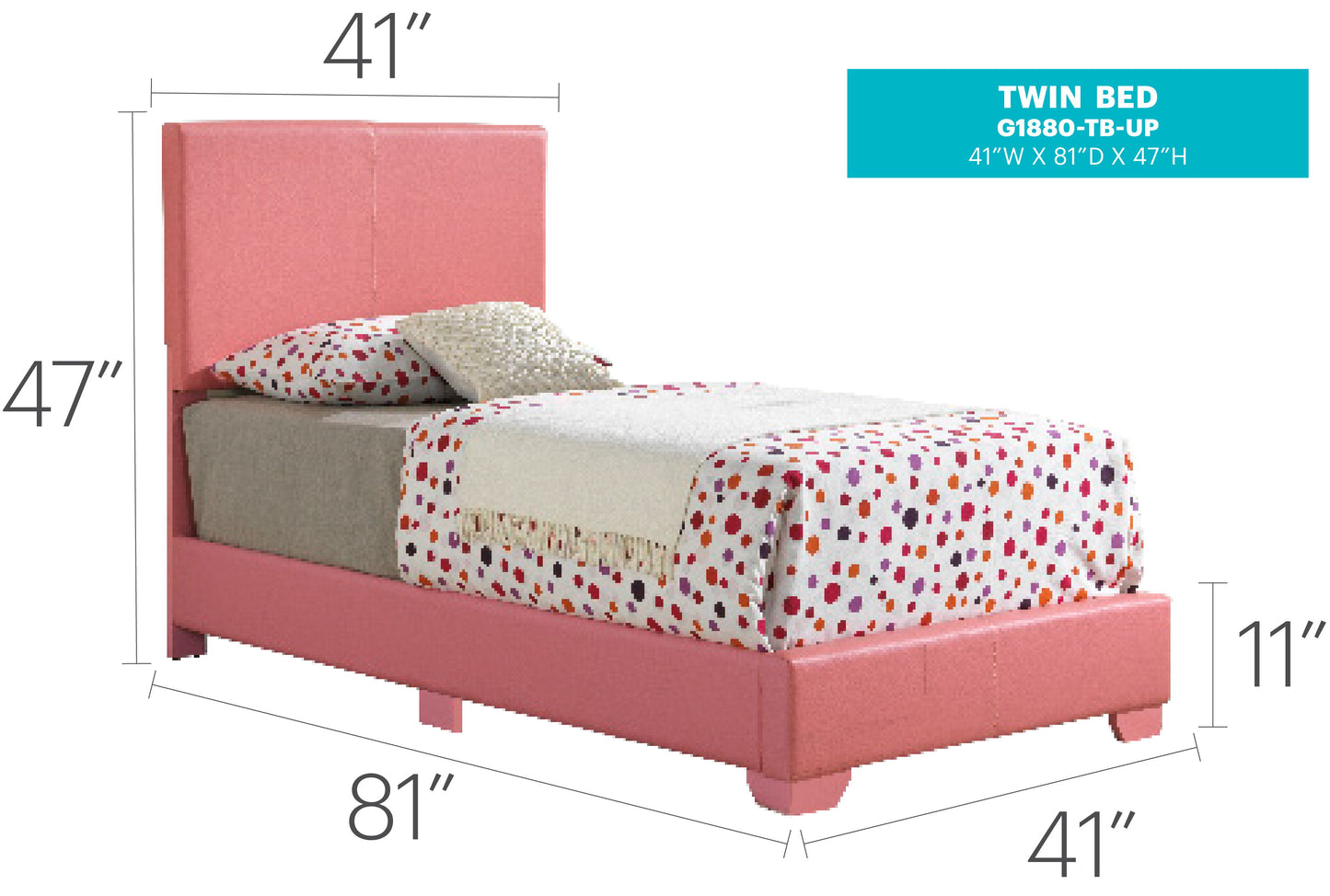 Twin Bed Elegant Casual - Pink