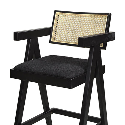 Milan - Modern Webbing Back Bar Stool With Arms (Set of 3) - Ebony Black
