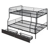 Full Long Over Queen Bunk Bed With 2 Drawers - Black
