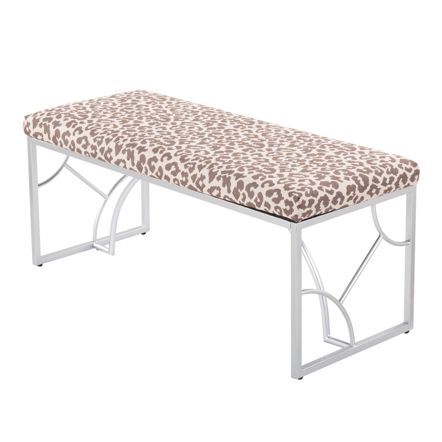 Constellation - Contemporary Bench - Silver / Beige Leopard