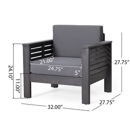 Acacia Wood Loveseat And Coffee Table Set With Cushions - Gray