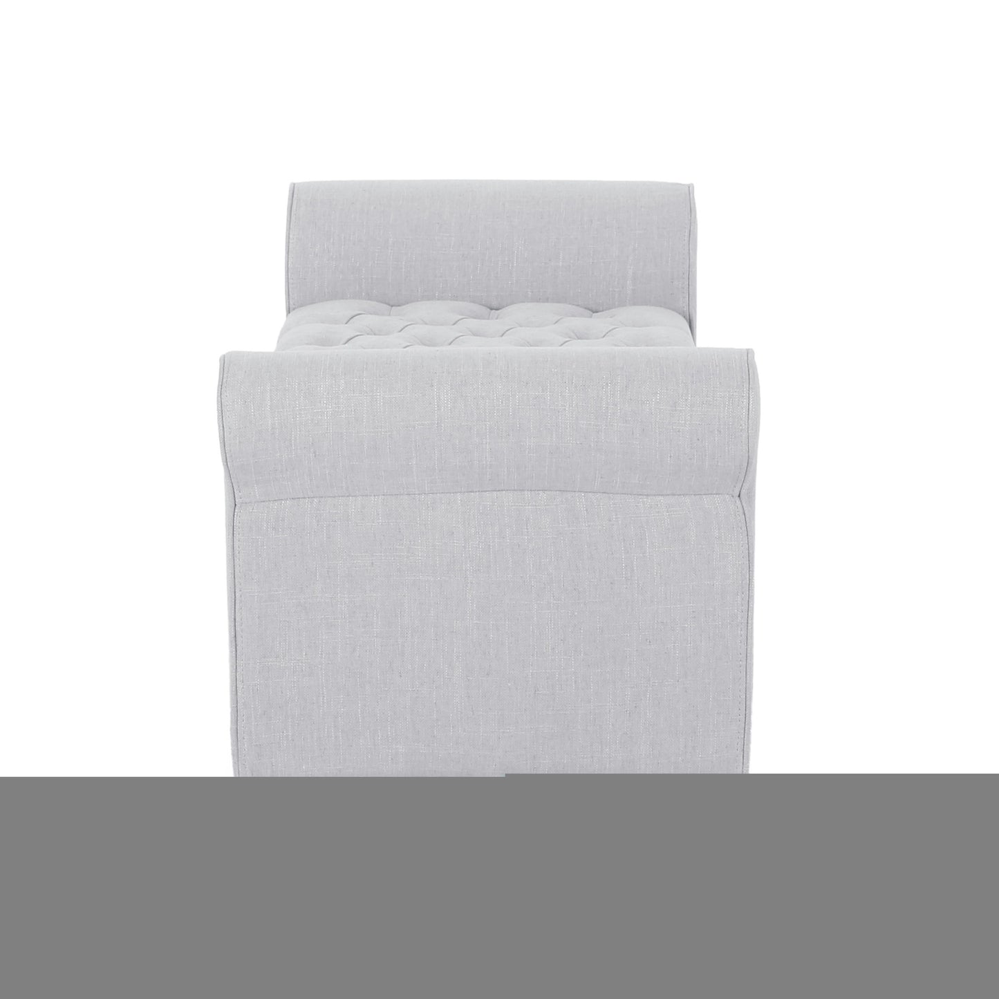 Hayes - Contemporary Armed Storage Bench With Button Tufting And Rolled Arms - Light Gray