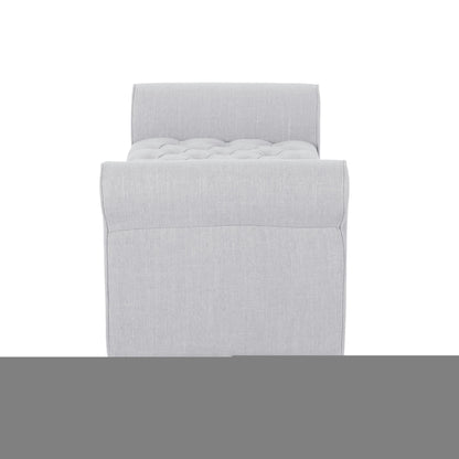 Hayes - Contemporary Armed Storage Bench With Button Tufting And Rolled Arms - Light Gray