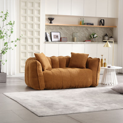 Soft Beanbag Chair With High Resilience Foam Core For Two People - Yellow