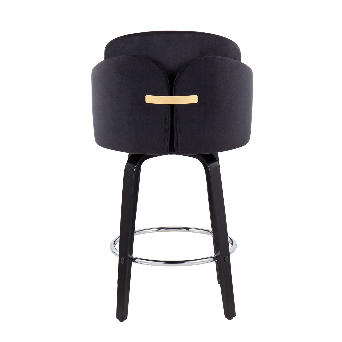 Dahlia - Contemporary Counter Stool Round Chrome Footrest (Set of 2) - Black / Gold