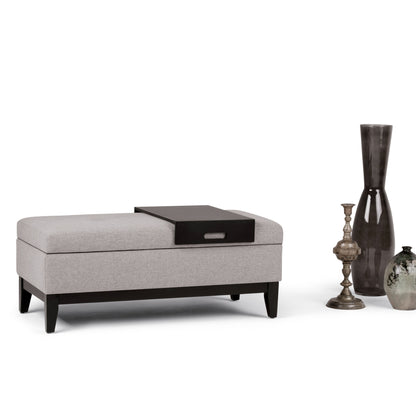 Oregon - Storage Ottoman Bench With Tray - Cloud Gray