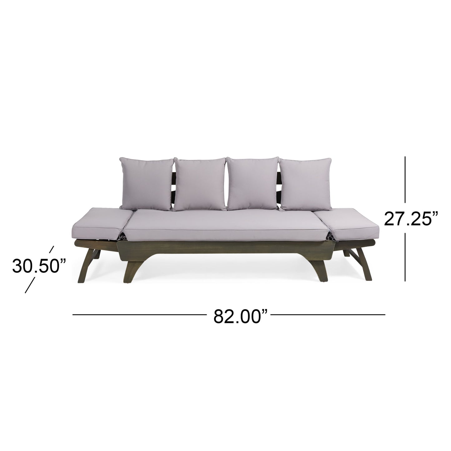 Outdoor Expandable Daybed With Water Resistant Cushion - Gray