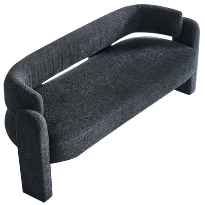 Boucle Upholstery Modern Sofa For Living Room - Dark Gray