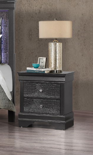 Shaker - Crocodile Metallic Nightstand - Gray