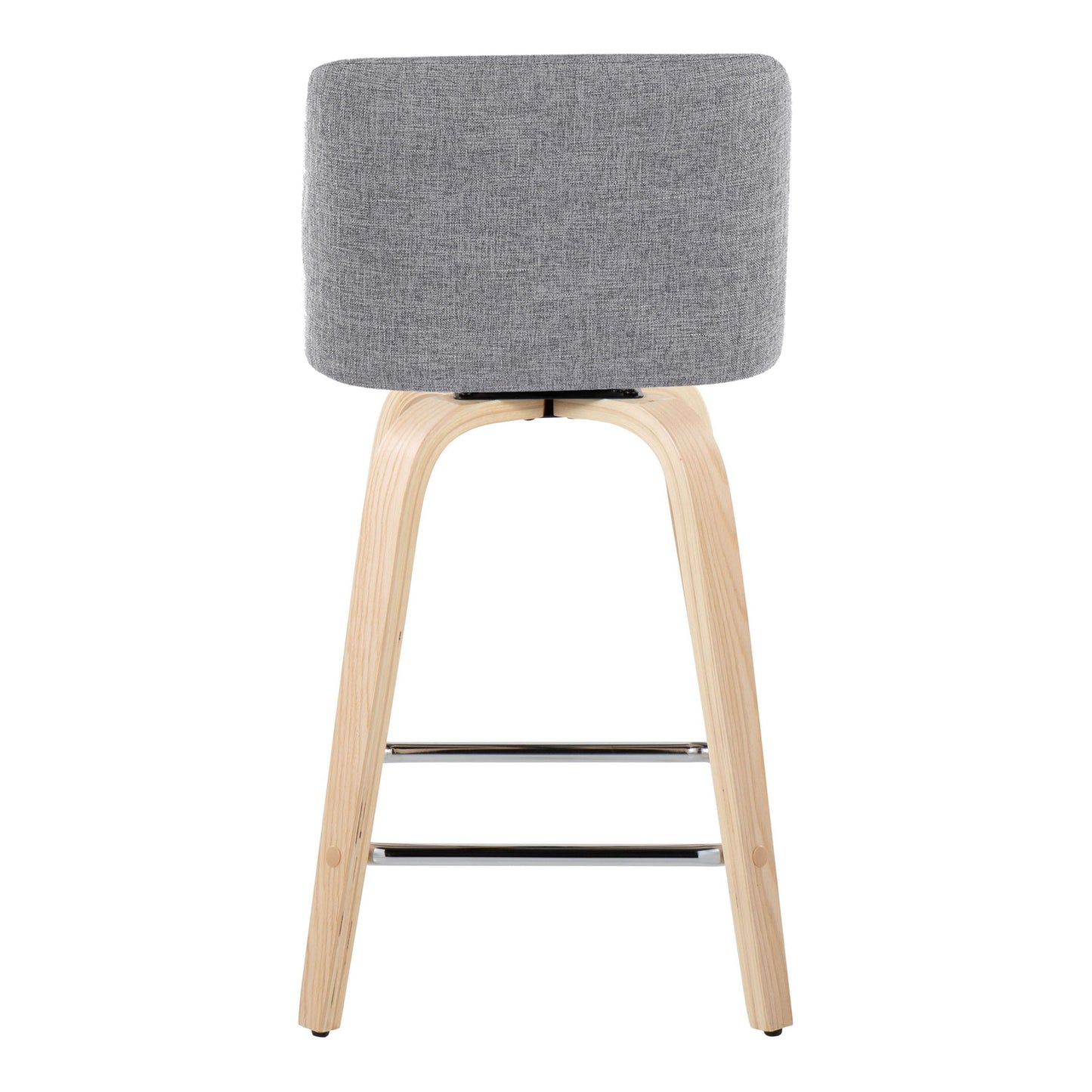 Toriano - Contemporary Fixed Height Counter Stool & Swivel And Square Footrest (Set of 2) - Natural / Gray