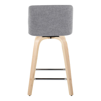 Toriano - Contemporary Fixed Height Counter Stool & Swivel And Square Footrest (Set of 2) - Natural / Gray