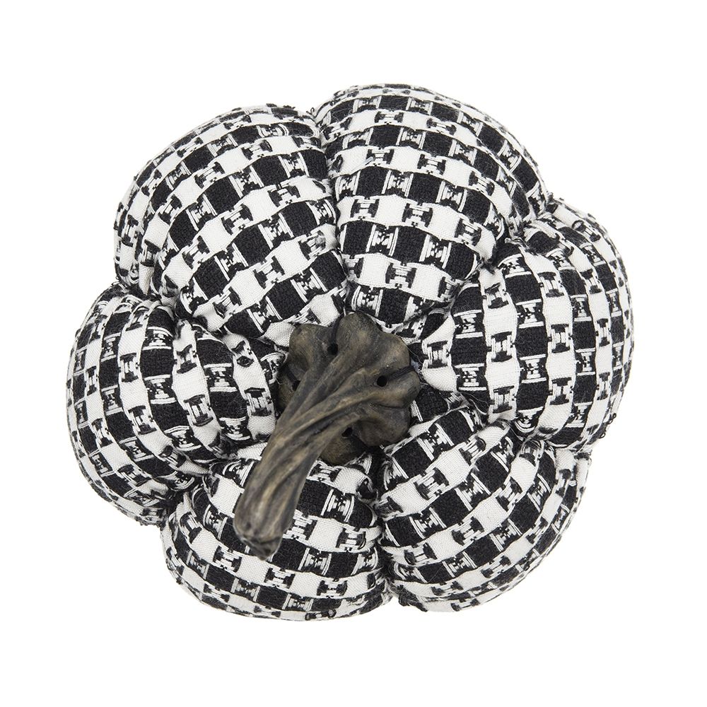 Plaid Pumpkin Decor, For Holiday Halloween Decoration - Black / White