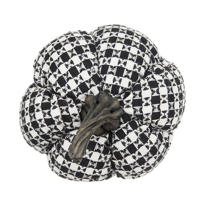 Plaid Pumpkin Decor, For Holiday Halloween Decoration - Black / White