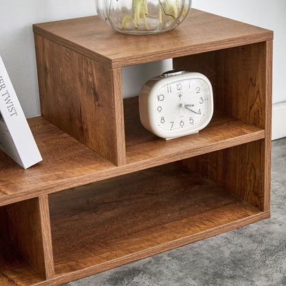 Modern 2 Piece Cube TV Stand With Open Storage, L Shaped Design - Walnut