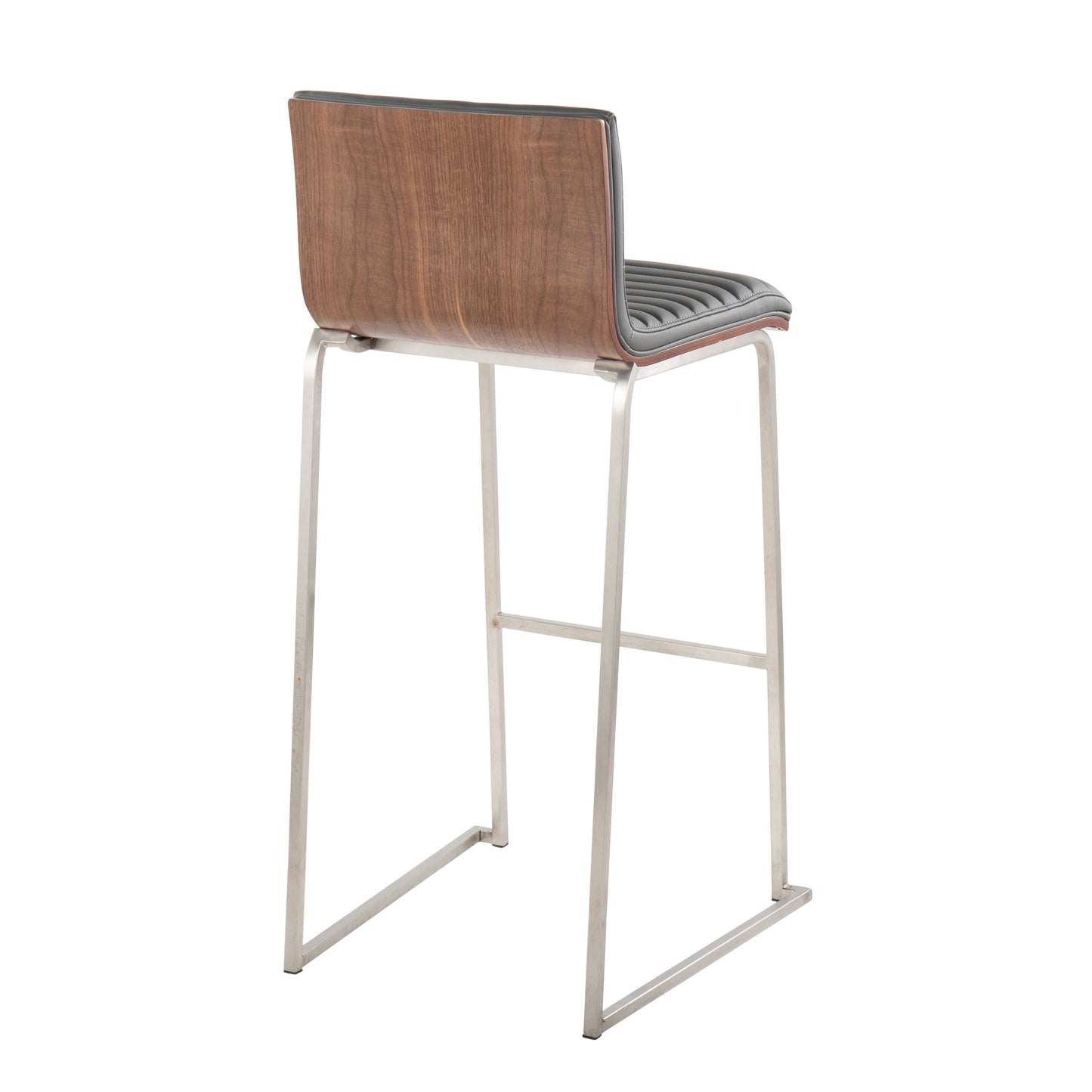 Mason Mara - Contemporary Fixed Height Barstool (Set of 2) - Walnut / Gray