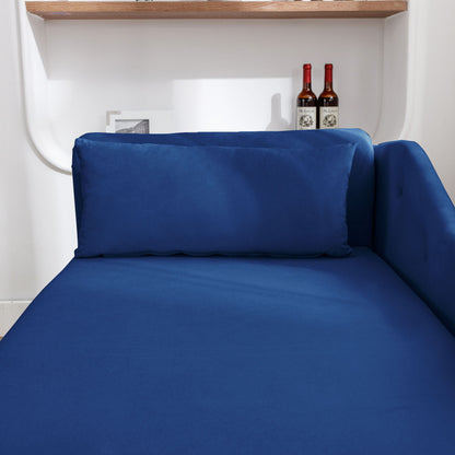 Chaise Lounge Indoor, Velvet Lounge Chair For Bedroom With Storage & Pillow, Modern Upholstered Rolled Arm Chase Lounge For Sleeping With Nailhead Trim For Living Room Bedroom Office - Navy Blue