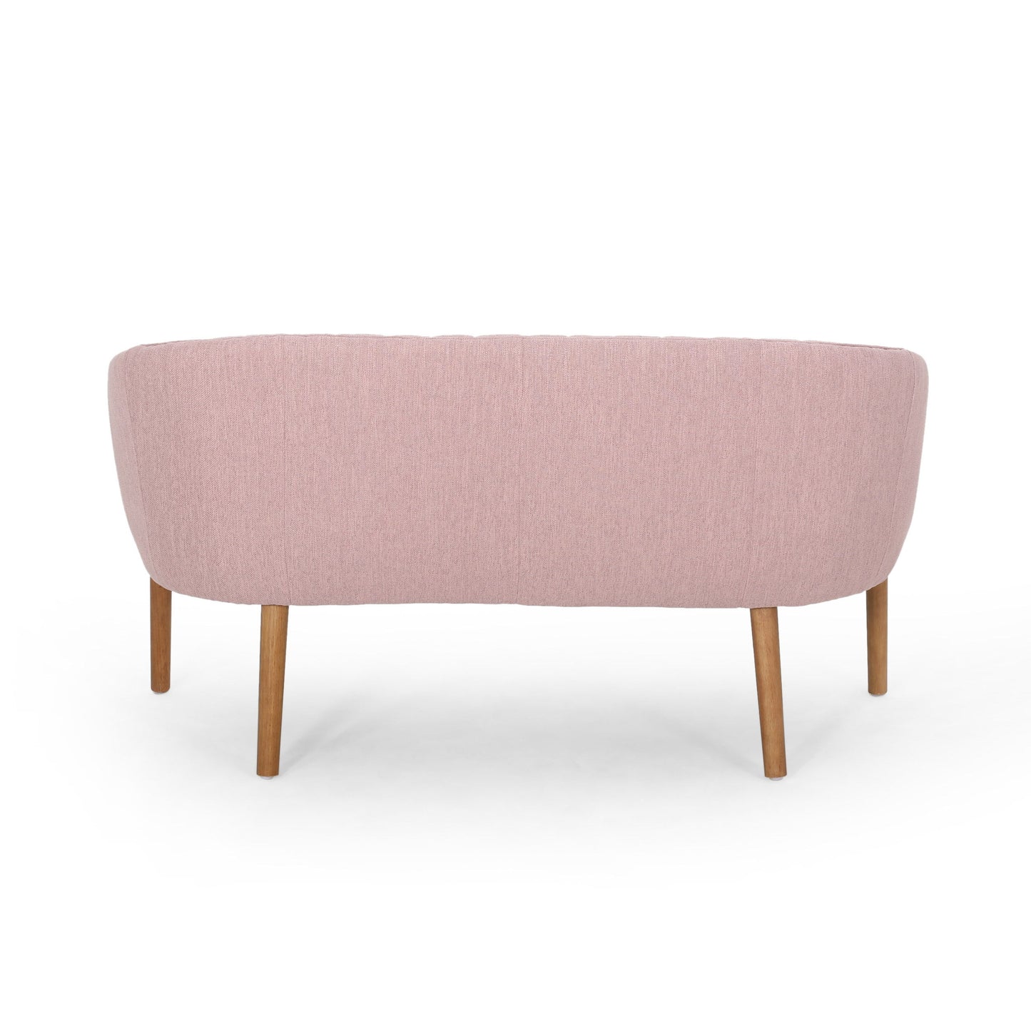 Mid Century Modern Loveseat With Channel Stitched Backrest - Blush