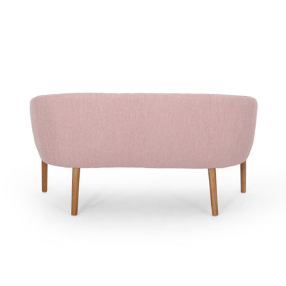 Mid Century Modern Loveseat With Channel Stitched Backrest - Blush