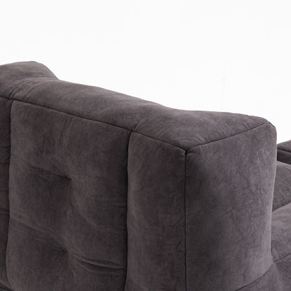 Fluffy Bean Bag Chair, Comfortable Bean Bag For Adults And Children, Super Soft Lazy Sofa Chair With Memory Foam And Ottoman, Indoor Modern Focus Bean Bag Chair For Living Room, Bedroom, Apartment - Black