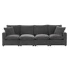 Modern Modular Sofa, 4 Seat Chenille Sectional Couch Set With 2 Pillows Included, Freely Combinable Indoor Funiture - Black / Gray