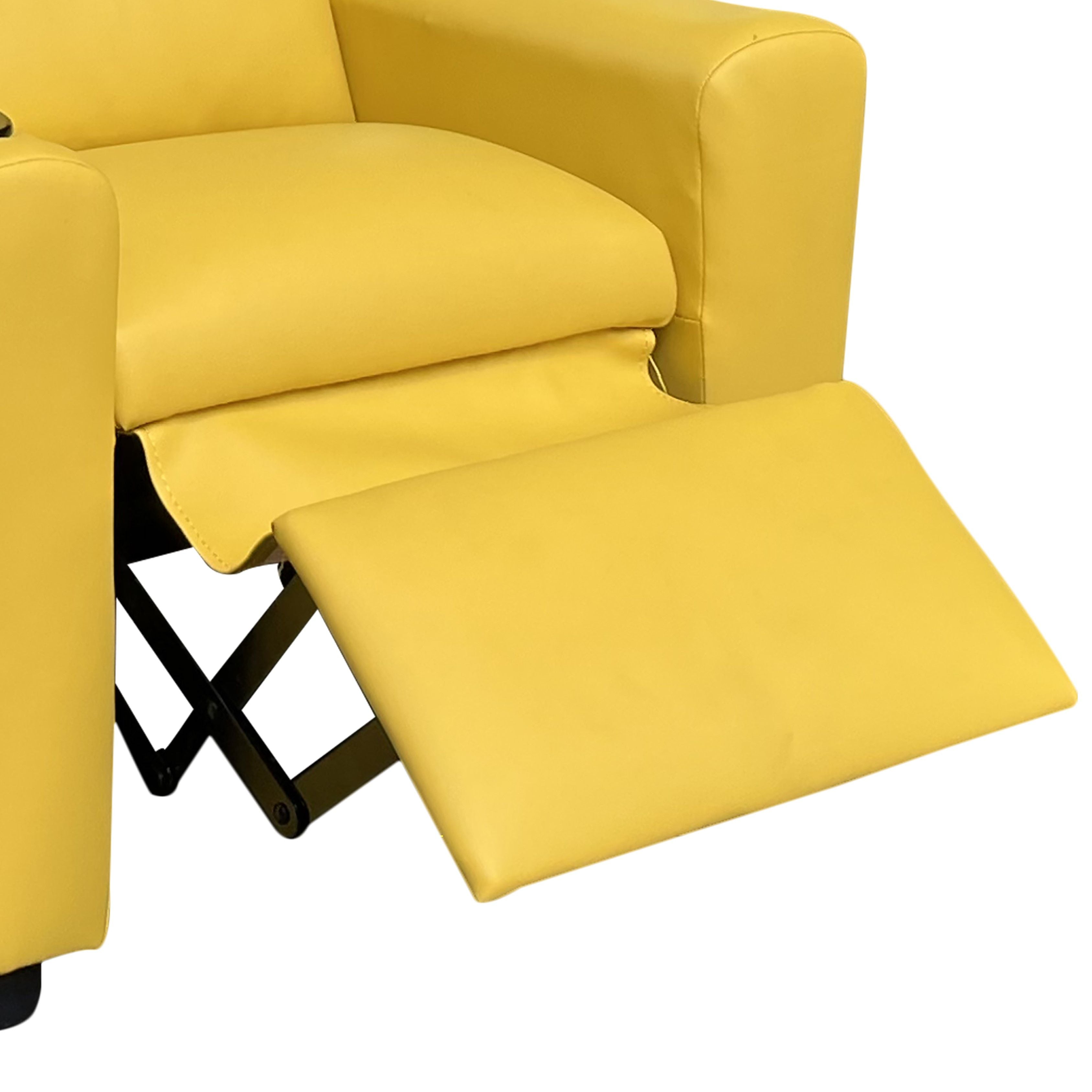 Marisa - Yellow Leather Kids Recliner Chair With Cupholder - Yellow
