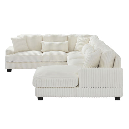 Oversized Sectional Sofa U - Shaped Sofa Couch Modern Sofa Upholstered In Soft Corduroy With A Chaise Lounge For Living Room - Beige